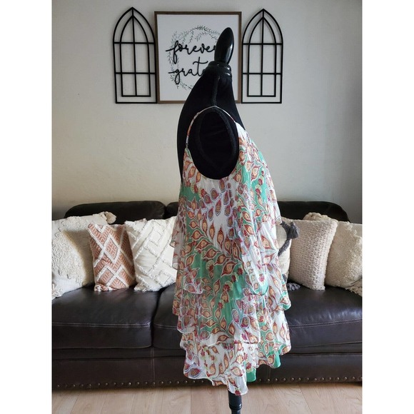 Adelyn Rae Flowy Layered Mini Dress Adjustable Straps Women's Sz M Boho Chic NWT - Picture 2 of 11